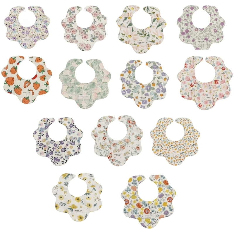 

Infant Drool Bibs with Button Closure Newborn Nursing Bib 360-Degree Round-neck Surround Cotton Teethling Bib