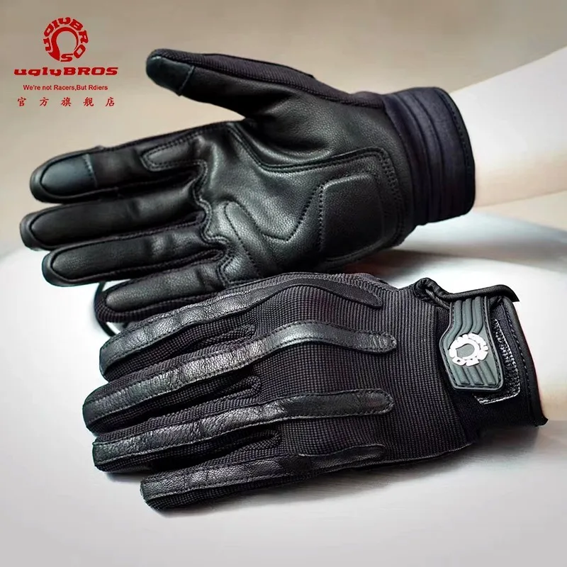 

Uglybros Motorbike Motorcycle Road Driving Protective Summer Comfortable Breathable Genuine Leather Touch Screen Motocross Glove