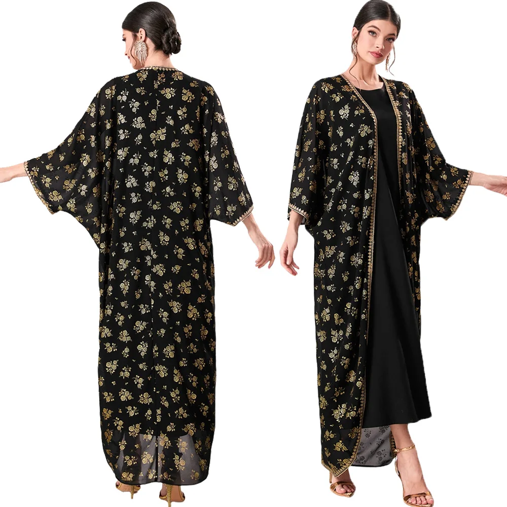 

Дубайский принт Abaya для женщин турецкий кафтан женское вечернее арабское платье Рамадан ИД мусульманское платье комплект из 2 частей традиционные наряды