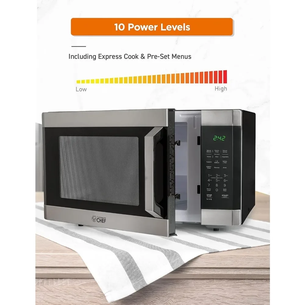 icrowave with 10 Power Levels, Small Microwave with Pull Handle Child Safety Lock, 1100 Watt Mic 3