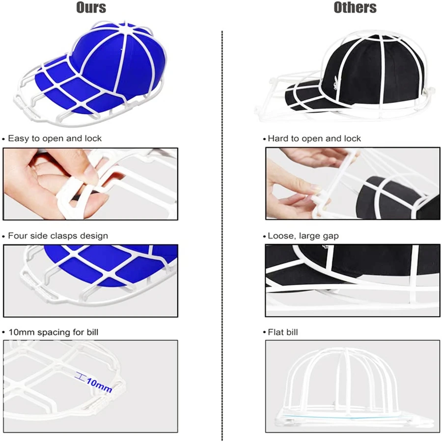 Hat Washing Tool Multifunctional Baseball Cap Washer Fit for Adult/Kid's Hat Washer Frame/Washing Cage Double-deck Hat Cleaners Shaper Protector