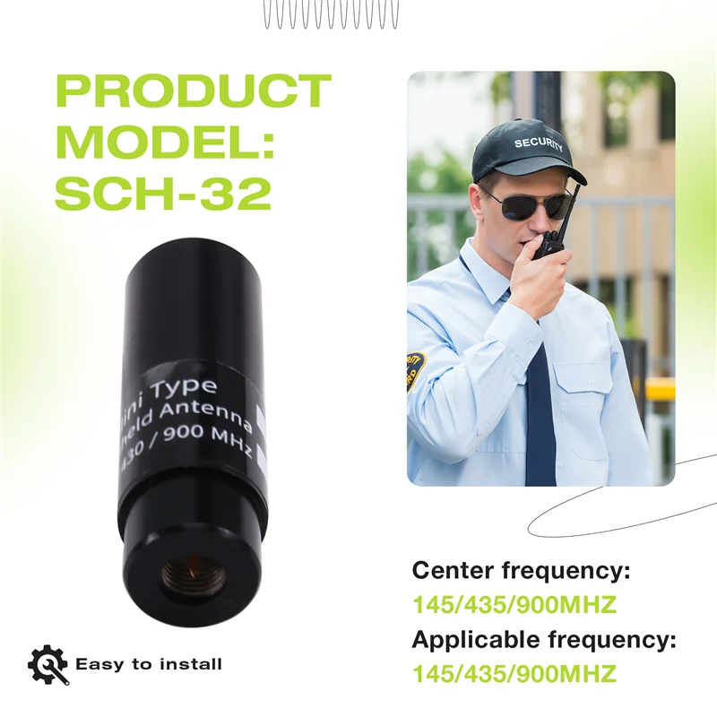 B92B-SCH-32 3밴드 미니 안테나 4.5cm HAM 썸 숏 안테나 145/435/900MHz 핸드헬드 무전기용