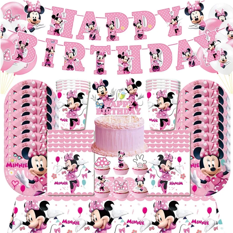 MinnieMousePartyDecorationDisposableTablewareSetPinkMinnie
