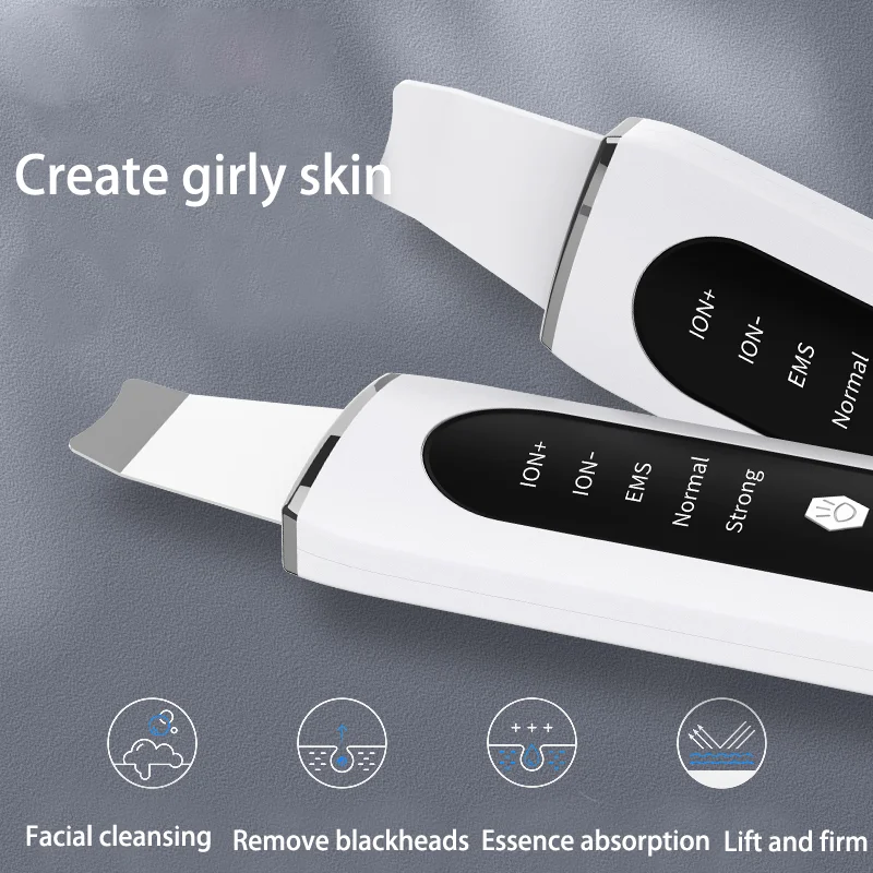 Ultrasonic Scrubber Ultrasound Facial Spatula Face Peeling Care Acne Pore Beauty Equipment Cleaner Dermabrasion Ion ToolS