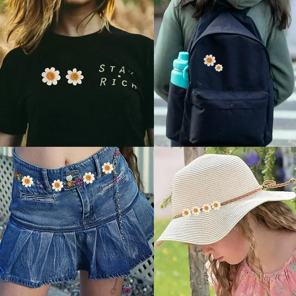 Daisy Flower Patches Daisy Flower Embroidered Patches Sew on Decorative Applique Patches for Clothing Pants Backpacks Hat Jeans DIY Accessories 30pcs