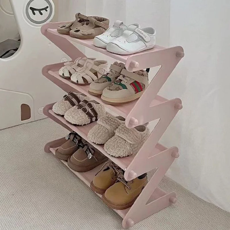 Simple 4-layer assembled shoe rack Z-shaped fabric dustproof assembly storage rack for household storage