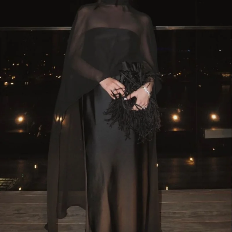 Cape en mousseline de soie pour femmes, cape de mariée en maille transparente, châle, enveloppe asymétrique, haut bas fluide, couverture de fête de mariage, poncho