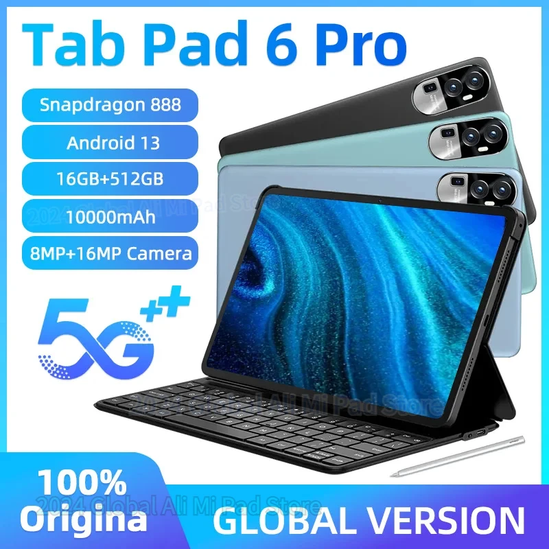 

2024 Original Global Version New Tablet 10.1 Inch 16GB1024GB Android13 5G Dual SIM Phone Call GPS WiFi Google Tablet PC HD 4K MI