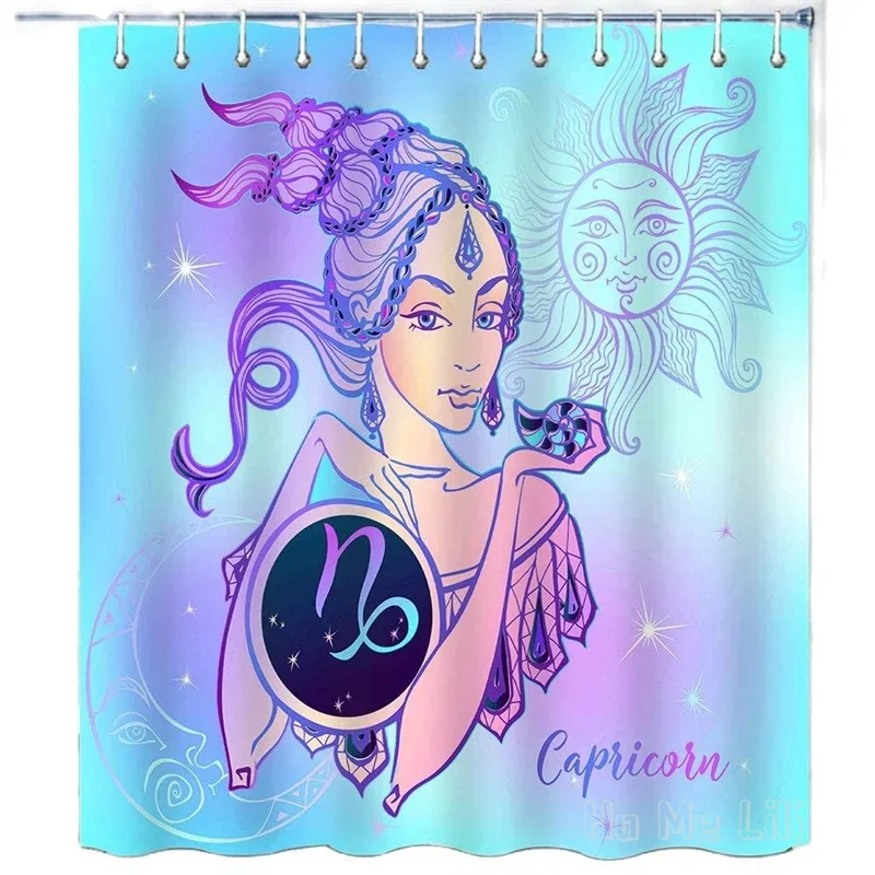

Солнце Луна фантазия звездное небо венок девушка красочный костюм для ванной Дева гадания ткань занавеска для ванной