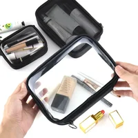 Black Transparent Travel Cosmetic Bag Fashion Waterproof TPU Toiletry Bag New Makeup Storage Bag Clear Zipper Cosmetic Bag 1
