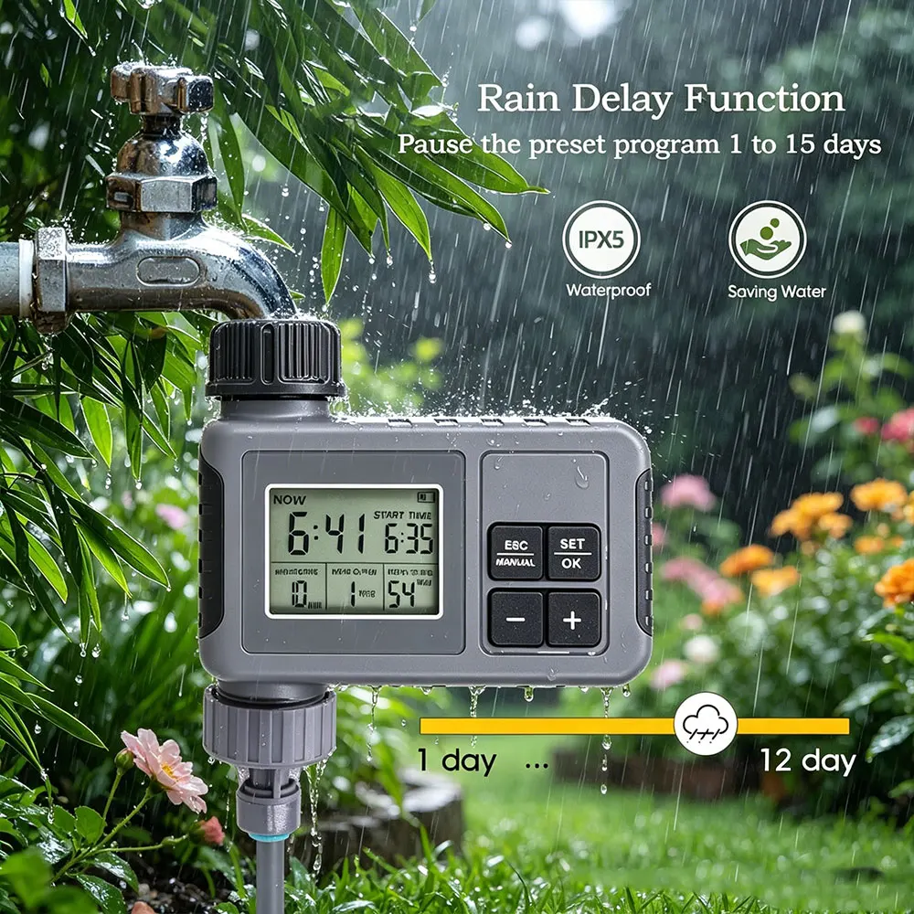 Garden Water Timer Home Indoor Outdoor Timed Irrigation Controller Automatic Sprinkler Programmable Valve Faucet Hose Electronic - 4