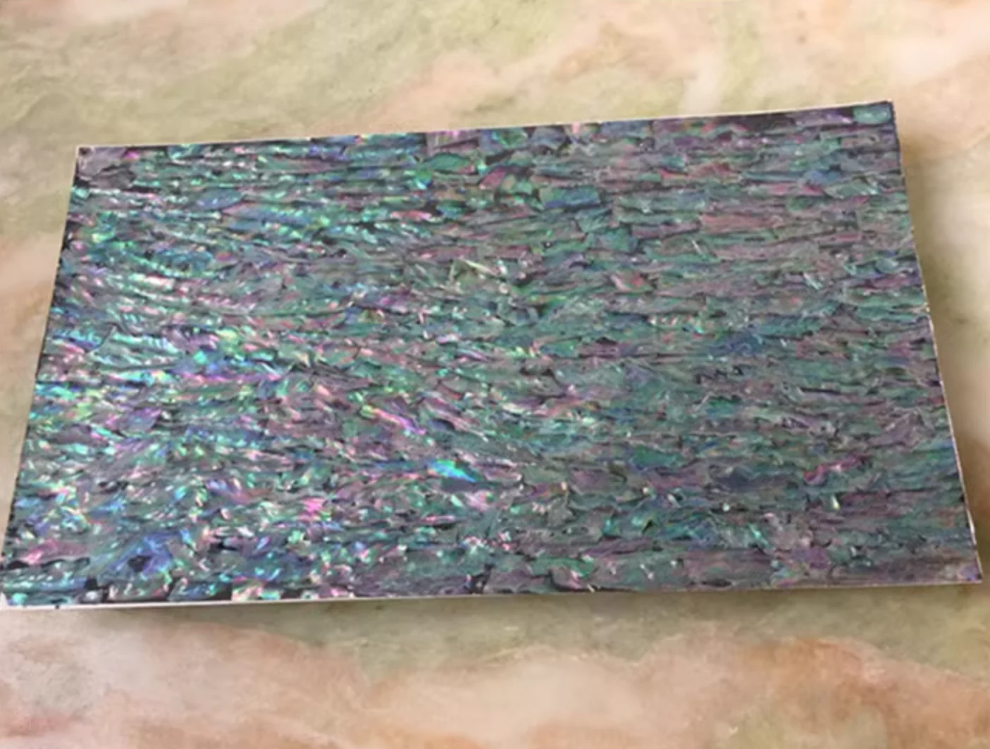 크기: 14x24cm 두께: 0.25mm, 다채로운 전복 쉘 베니어, 접착 백킹 포함, DIY 낚싯대 장식, 수공예품
