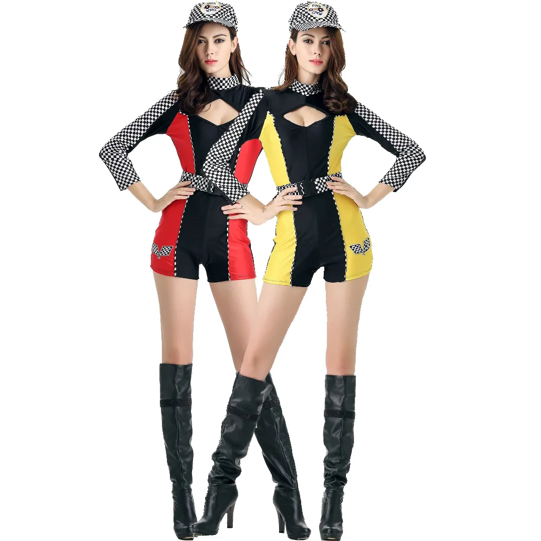 

Sexy Racer Costumes Women Race Car Driver Jumpsuit Racing Outfits Masquerade Purim Club Cosplay Uniforms Stage Performance Suits