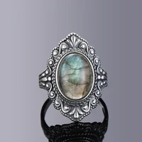 Nasiya Vintage Oval Natural Labradorite Rings For Women S925 Silver Ring Jewelry Finger Ring Gemstone Rings Party Gift