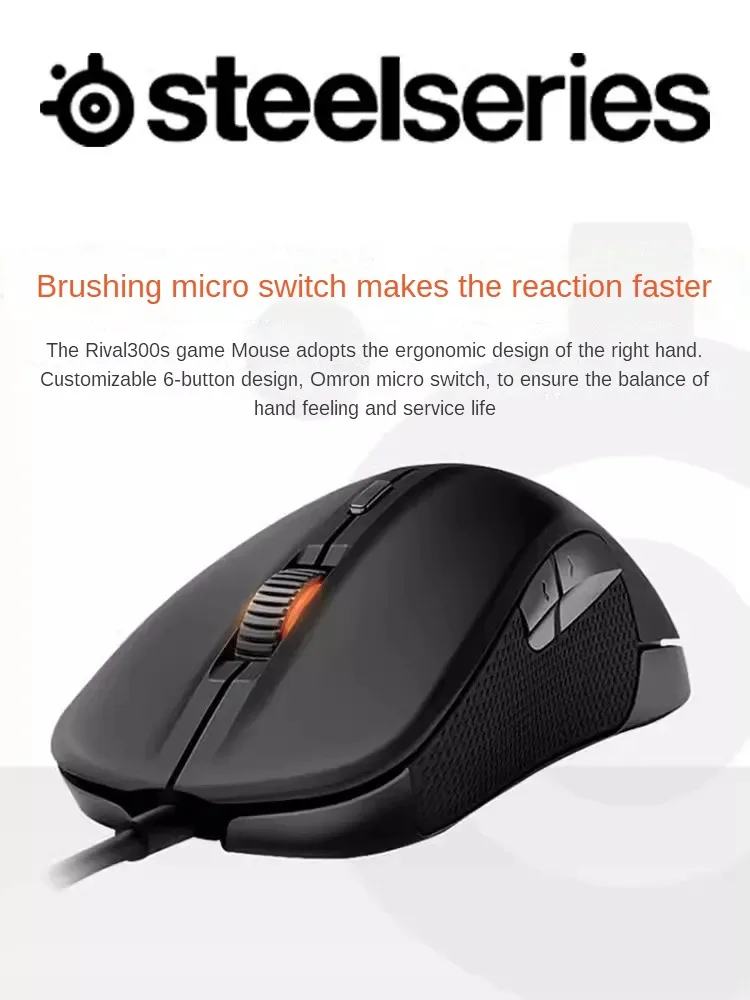 Mouse Gaming com Fio Botões Iluminação Rgb Truemove Sensor Óptico Usb 7200 Cpi Original Steelseries-rival300s - Imagem 4