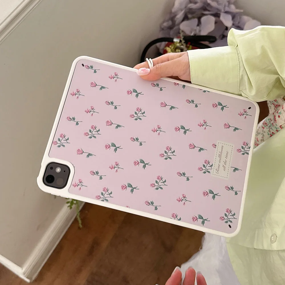 Pink Floral iPad Protective Case Cover