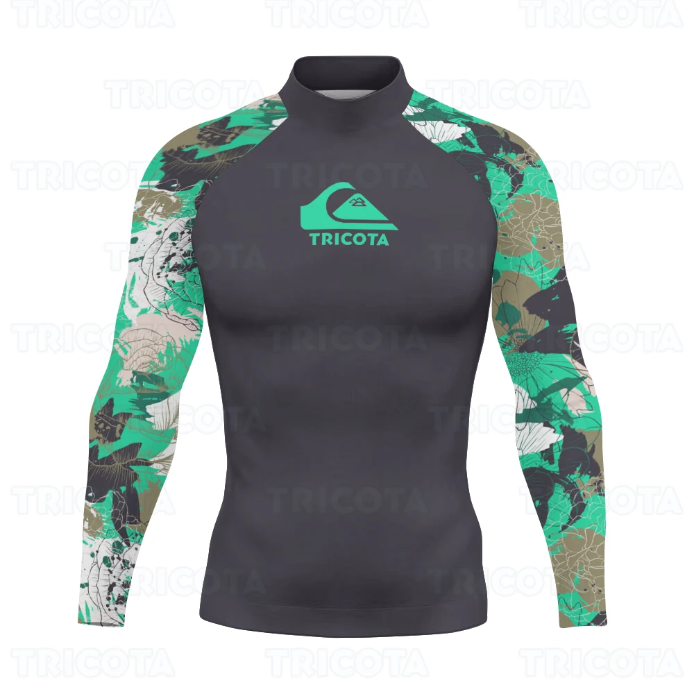 

Surfing Swimsuit Men's Swim T Shirt Rash Guard Long Sleeves UPF 50+ Protection Beachwear Compression Summer Diving Wetsuit Tops