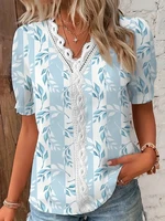 Chemise de vacances décontractée pour femmes, col en V, ajouré, couleur unie, élégante, rayée, Jacquard, hauts décontractés, mode été 2024 2
