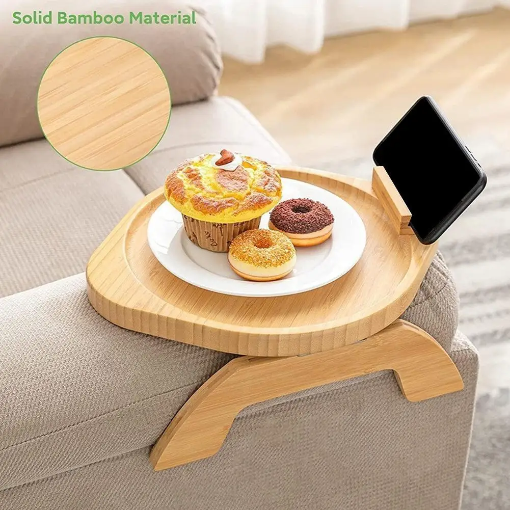 

Sofa Tray Table Sofa Armrest Clip-On Tray Natural Wood Tray Mobile tablet notebook can be placed Practical TV Snack Coffee Table