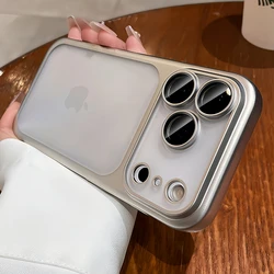 Luxury Matte Electroplate Transparent Phone Case with Hard Bumper Cover for iPhone 15 Plus (Silver)