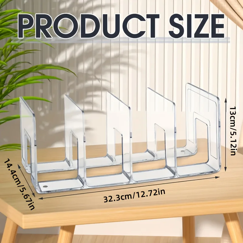 Acrylic File Sorter, Clear File Holder Acrylic Desk Organizer, Sturdy Desktop File Organizer File Folder Holder Rack 4