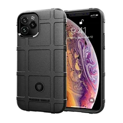 Shockproof Rugged Shield Matte Rubber Military Armor Phone Case - 13 Pro Max (Black)