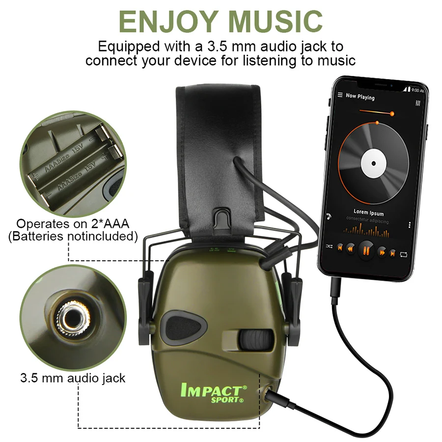 Electronic Shooting Earmuff Anti-noise Impact Ear Protector Outdoor Sport Sound Amplification Headset Foldable
