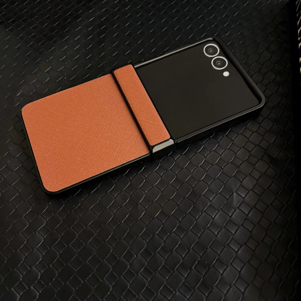 Luxury Lichee Pattern Leather Foldable Phone Case with Hinge Protection