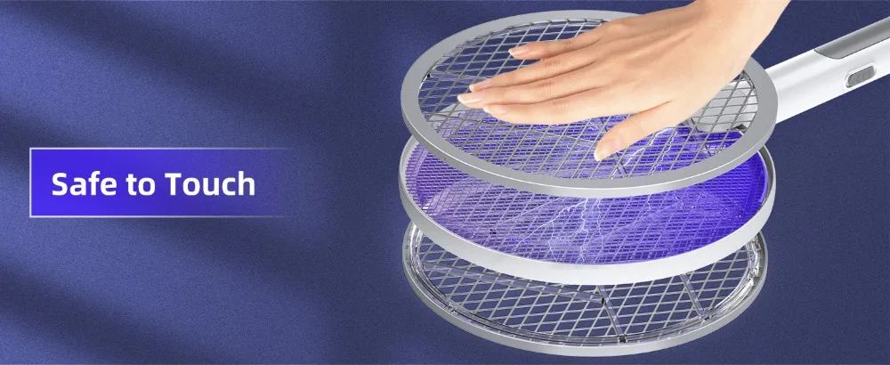 Description Picture 6 of item2 in 1 Indoor Outdoor Mosquito Killer Electric Fly Swatter 4000V Bug Zapper Racket with 3-Layer Safety Mesh Fly USB Rechargeable