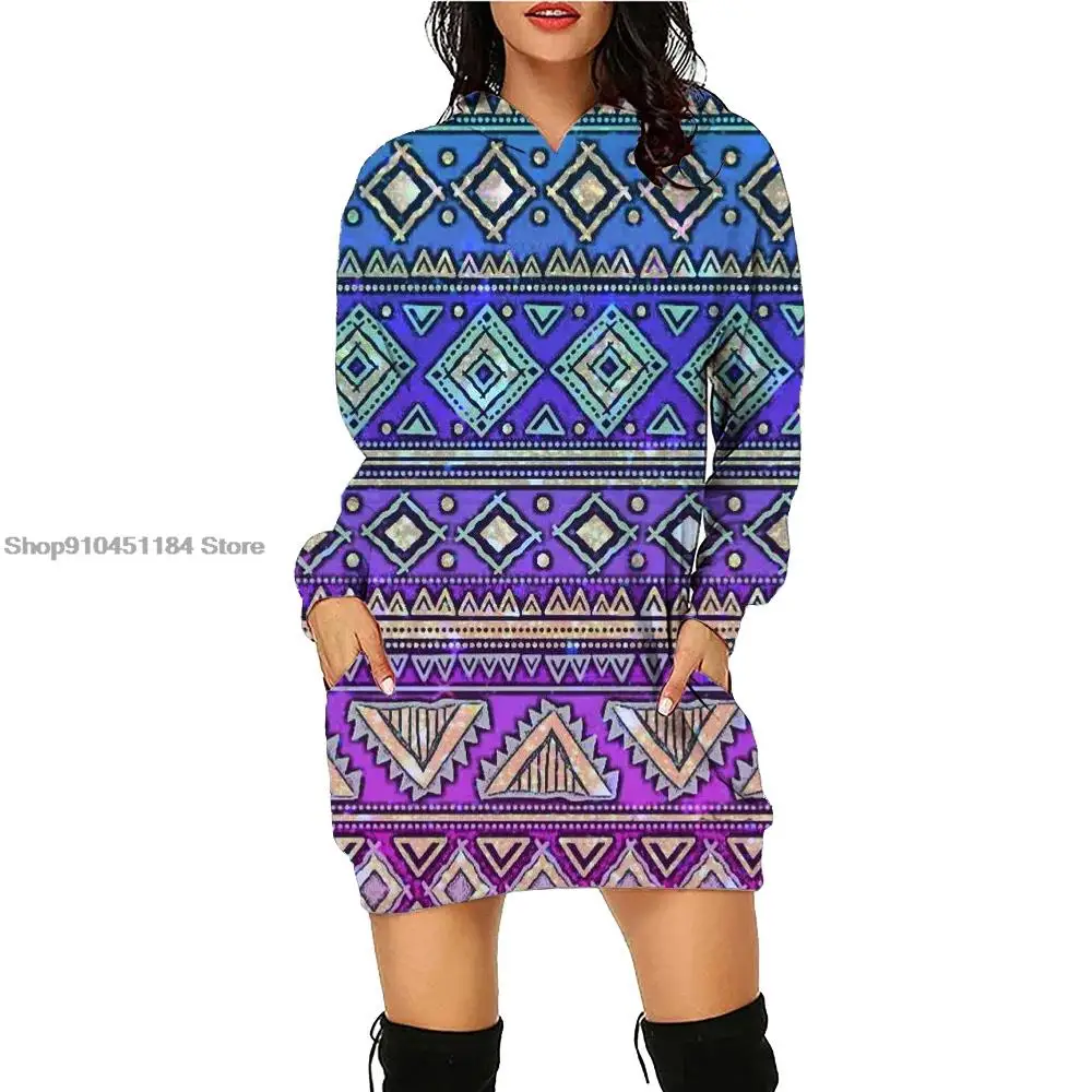 Wormen Hoodie Dress Print Daily Workout Hoodies Pullover Autumn Winter Loose Casual Wear all-match Long Sleeve Hooded Sweatshirt