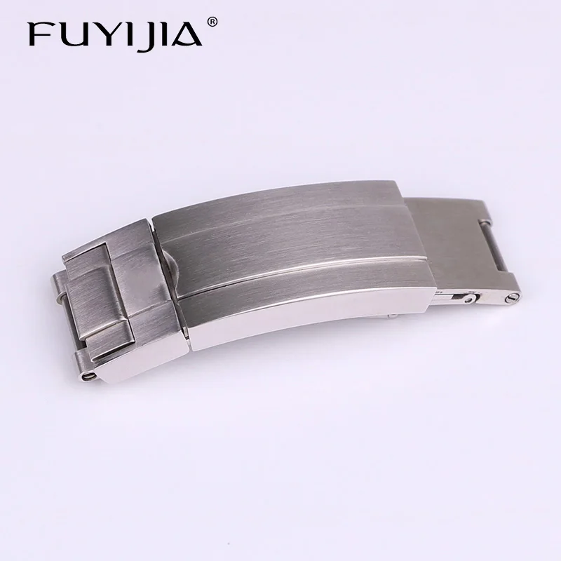 

FUYIJIA New Luxury R-olex Leather Strap Insurance Buckle 16mm Folding Clasp 316 Stainless Steel Polished / Brushed Watch Buckle