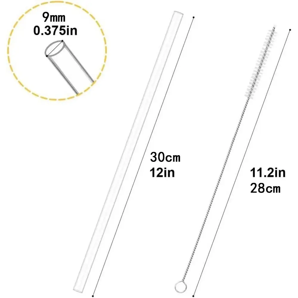 Durable Reusable Plastic Drinking Straw Set with Cleaning Brush