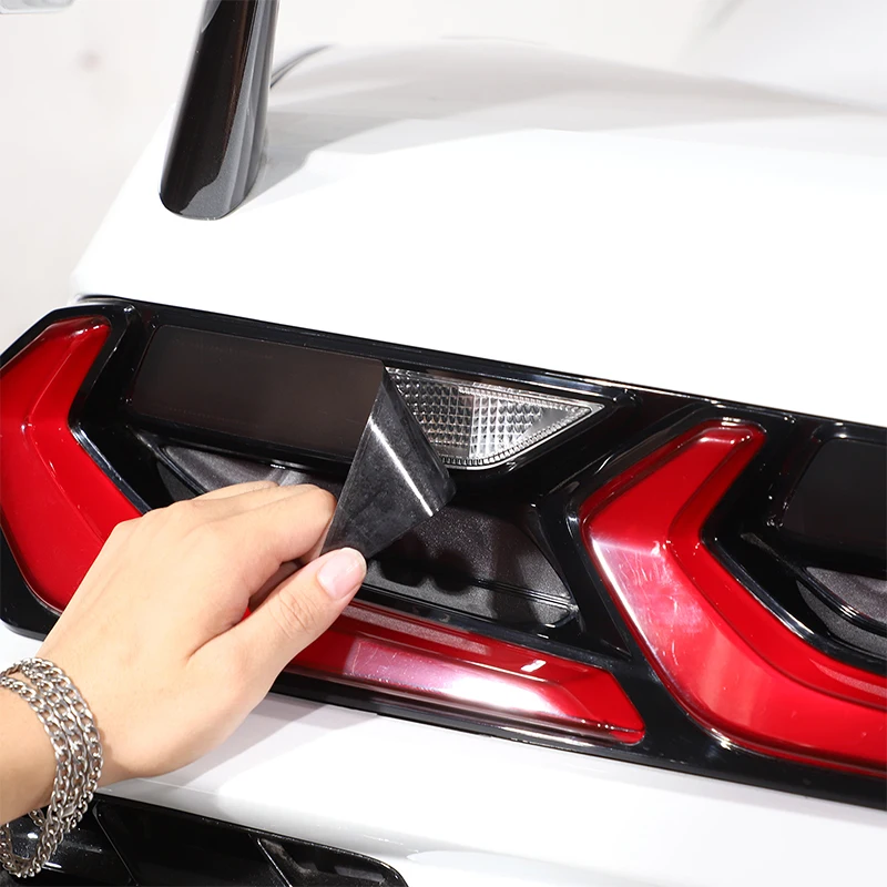 

For Corvette C8 Stingray Z51 Z06 2020-24 PVC frosted Black Car Light Film Rear headlight slot cover Trim sticker Car Accessories