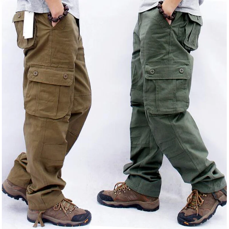 

Men's Cargo Pants Casual Cotton Multi Pockets Military Tactical Pants Overalls Army Straight Slacks Long Trousers Plus Size 44