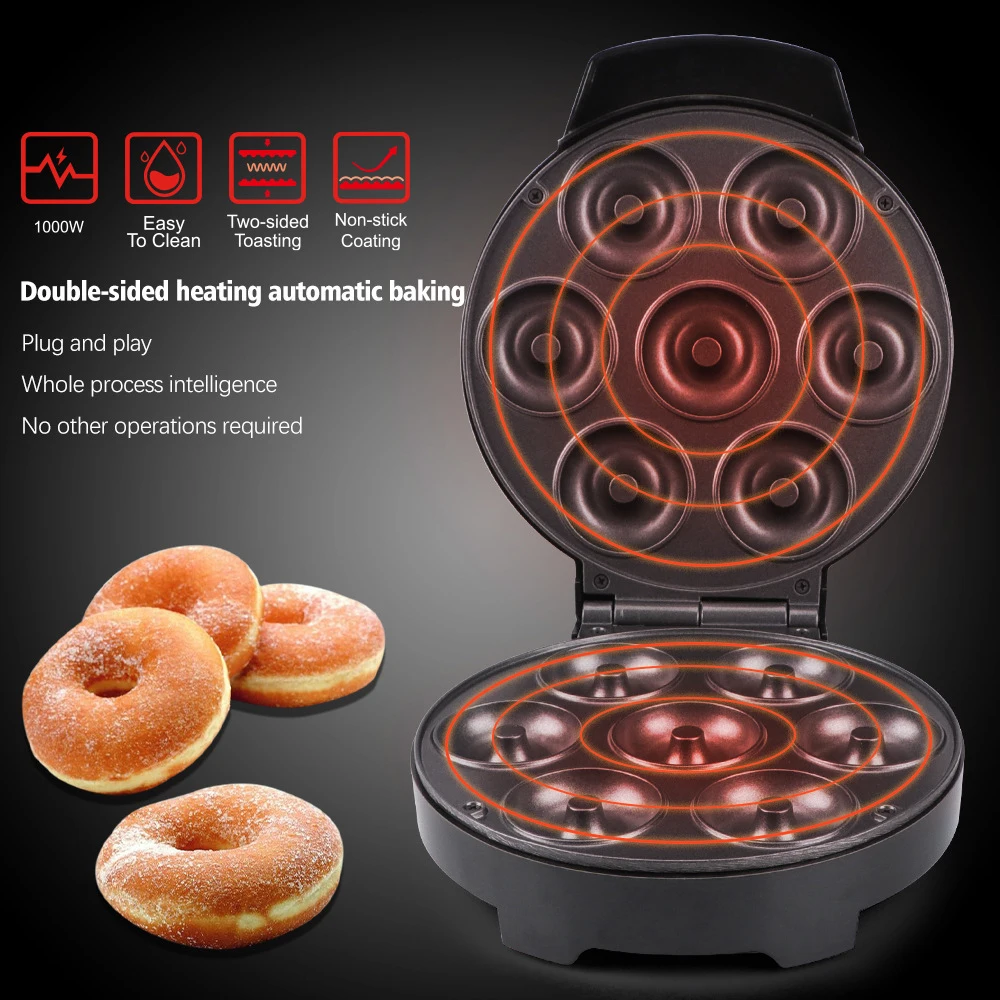

7 Holes Electric Donuts Maker Machine Mini 110V 220V Automatic 1000W Non-Stick DIY Doughnut Cake Baking Oven Pot for Kids Snacks