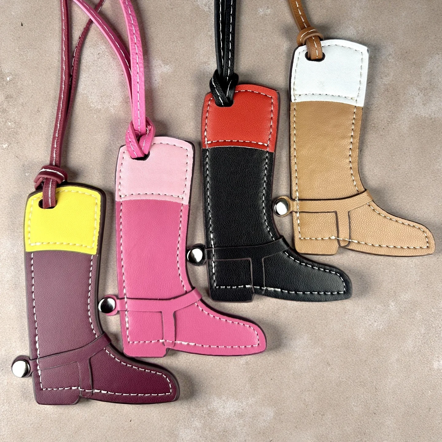 Handcrafted Artisan Leather Color-Block Boot Charm Pendant