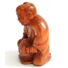 RS436, Collectible 20 Years Old 2" Hand Carved Japanese Boxwood Netsuke, Elder Man Figurine, People Sculpture, Small Ornaments 3