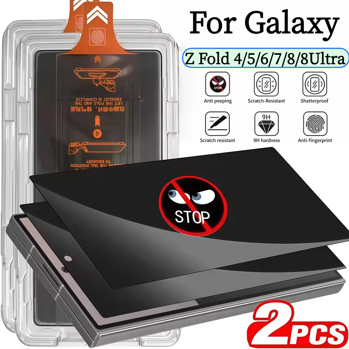 Premium Privacy Tempered Glass Screen Protector for Foldable Phones - 2 Pack