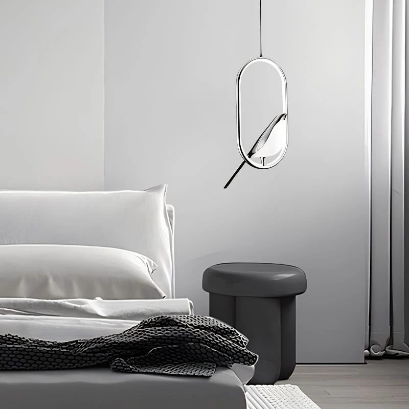 Magpie Bird LED Cord Pendant Lamps AC85-265V Indoor LED Chandelier Lights for Bedside Bedroom Indoor Black Silver Hanging Lights 4