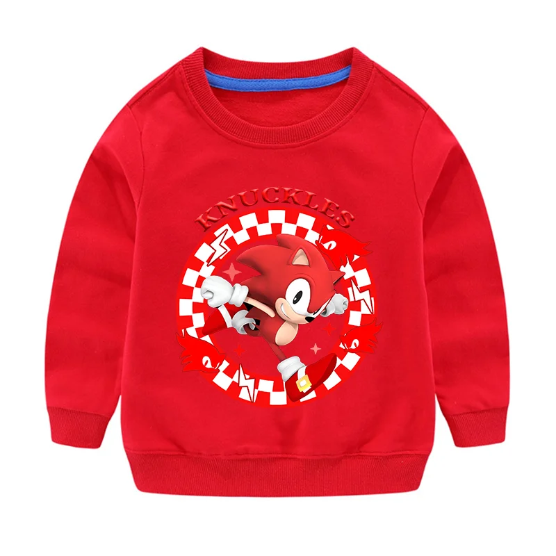 Sudadera de Sonic, sudadera holgada informal con estampado de dibujos animados, ropa de primavera para niños, jersey de manga larga con dibujos animados para niñas, camisetas para niños