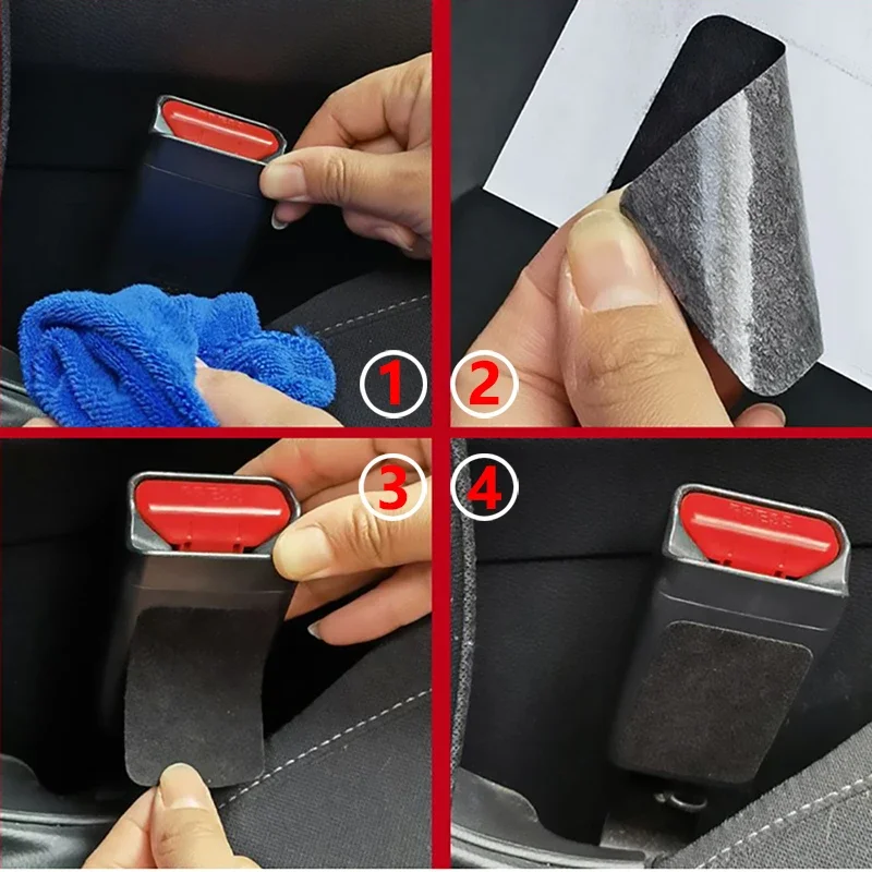Car Seatbelt Buckle Anti-Collision Sticker Pads Safety Belt Anti-Noise Silencer Quite Lock Clip Protector Black Accessories seat belt clip