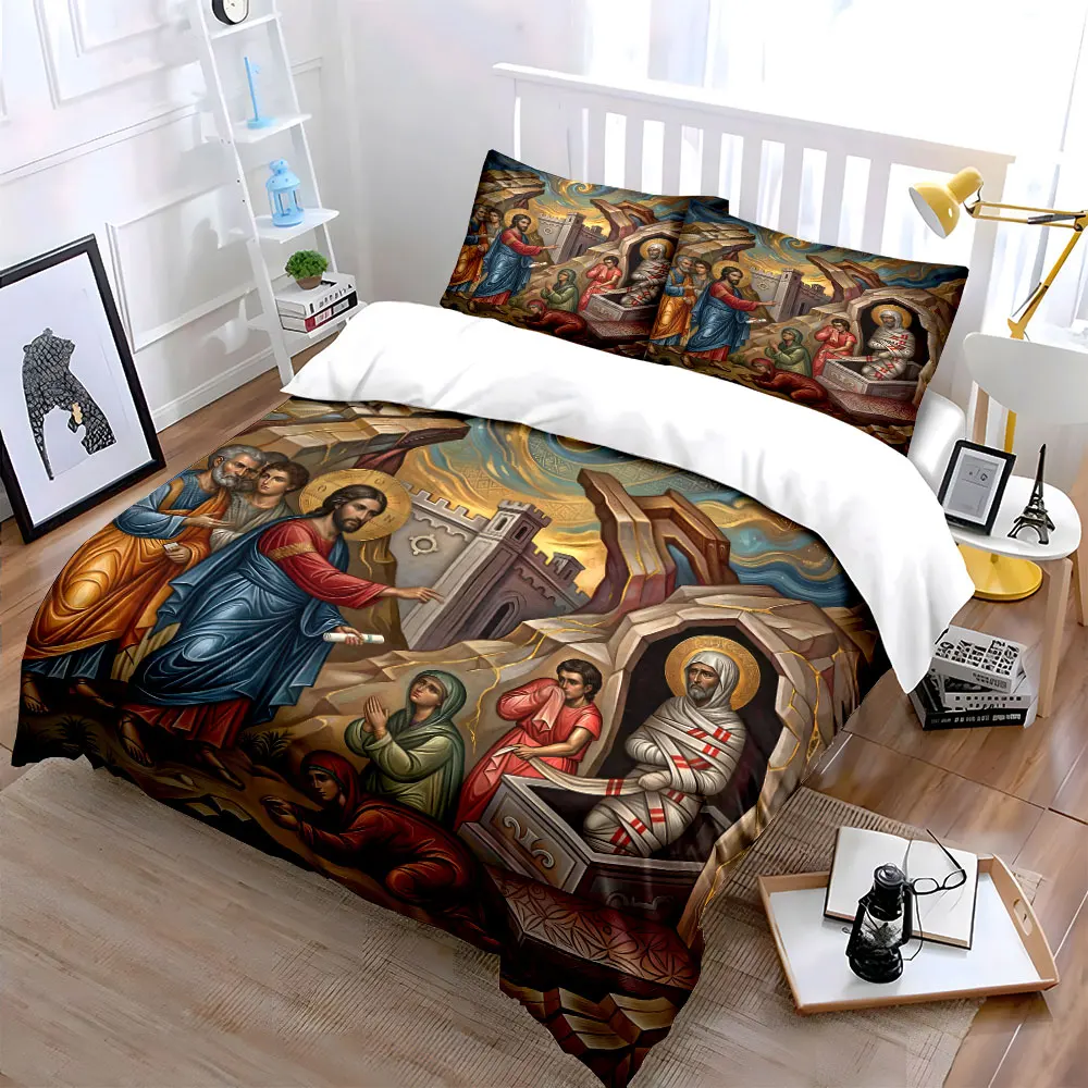 The resurrection of Jesus Duvet Cover Set with 3D Print Design Soft Polyester Bedding Set All-Season Comfort Machine Washable 2