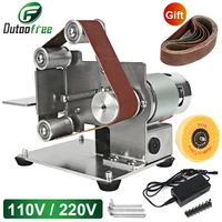110V/220V Mini Electric Belt Sander Polishing Grinding Machine Cutter Edges Sharpener Multifunctional Grinder 7 Speed Adjustable 1