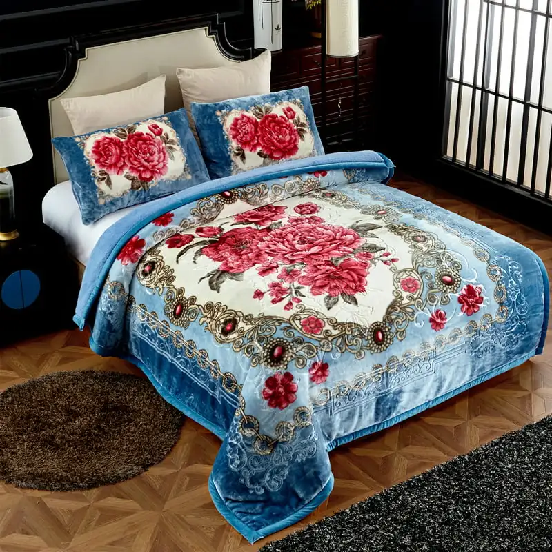 Borrego Blanket 3 Piece, Flannel Fleece Blanket Set, 79x91, Blue -  AliExpress