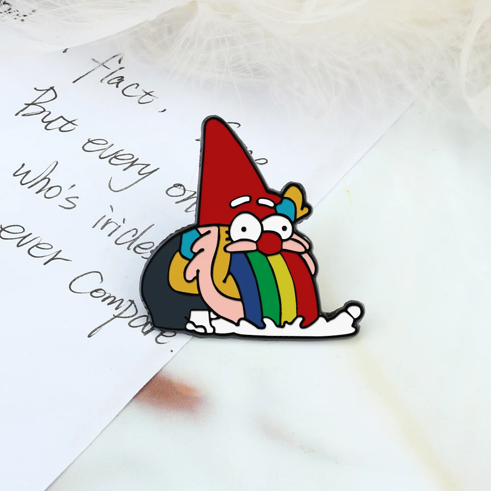 Funny Santa Claus Enamel Pin Rainbow Beard Dwarf Cartoon