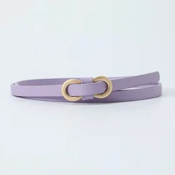 Women's Multi - Color Fashion Thin Belt - Casual PU Leather Accessory with 8 - Character Buckle - 8zikou pu 1cm X110cm (Purple)