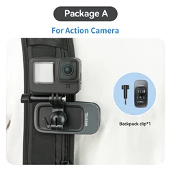 TELESIN 360° Rotation Magnetic Backpack Clip Clamp Mount - No Magnetic C