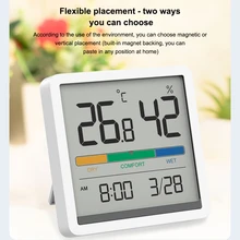 

5 in 1 Thermometer Digital Display Bedroom Hygrometer Sensor Meter Portable Attachable Living Room Clock Household
