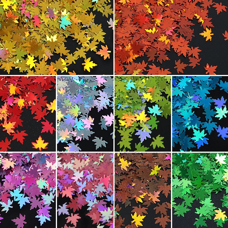 

Осенние лазерные кленовые листья 2 г/упаковка, дизайн ногтей, блеск, рождественские листья на День Благодарения, украшения для ногтей, аксессуары для маникюра