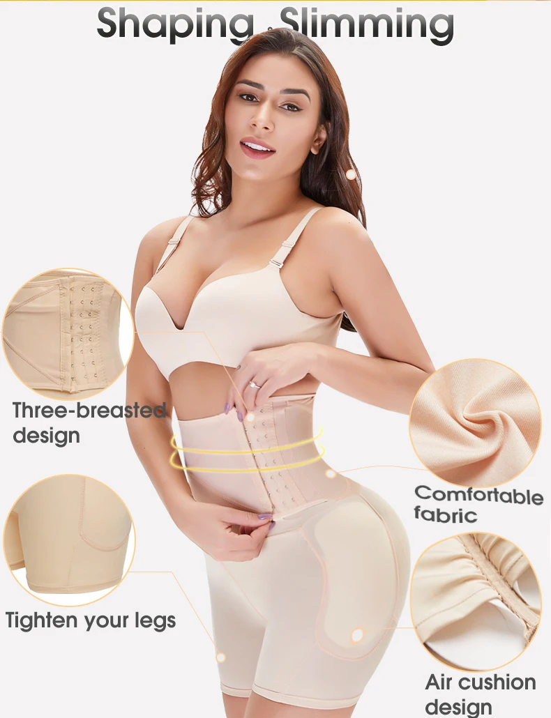 Women's Shapewear Firm Control Seamless Padded Thigh Slimmer High Waist Panties Hip Pads Enhancer Butt Lifter Short Booster 4